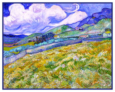 The Mountains Behind the Asylum by Vincent Van Gogh Counted Cross Stitch Pattern