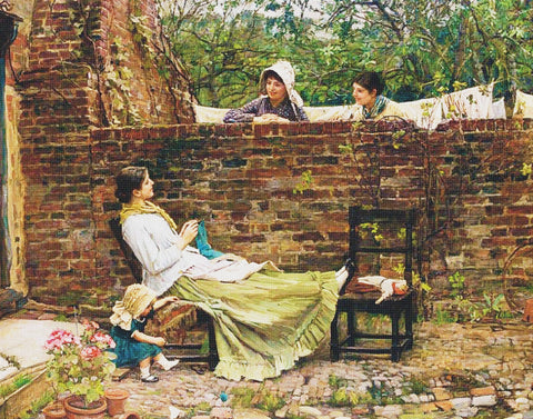 Good Neighbors- Gossip inspired by John William Waterhouse Counted Cross Stitch Pattern