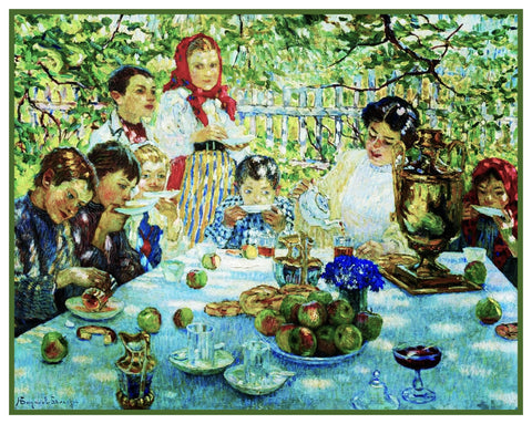 A Picnic With Teacher By Nikolay Bogdanov-Belsky Counted Cross Stitch Pattern