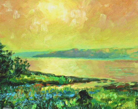 Canadian Group of Seven Tom Thomson's Evening at Lake Scugog Canada Landscape Counted Cross Stitch Pattern