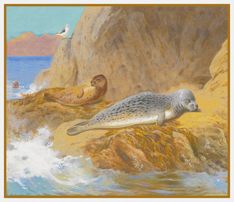 Archibald Thorburn Otters Sunning on the Rocks Counted Cross Stitch Pattern
