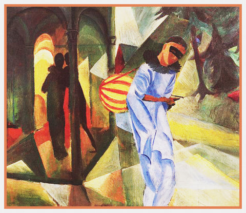 Pierrot French Pantomime by Expressionist Artist August Macke Counted Cross Stitch Pattern