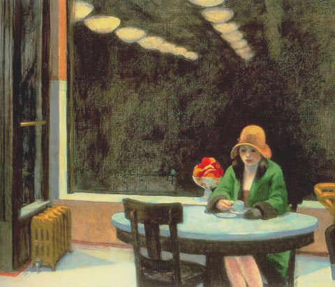 Automat by American Edward Hopper Counted Cross Stitch Pattern