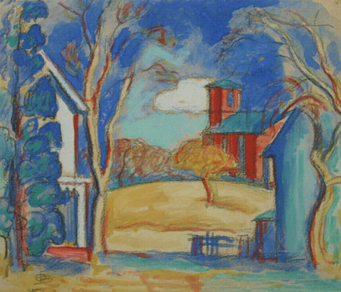 Schoolhouse Conger NY by Oscar Florianus Bluemner Counted Cross Stitch Pattern