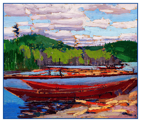 Tom Thomson's River Boats Canada Landscape Counted Cross Stitch Pattern