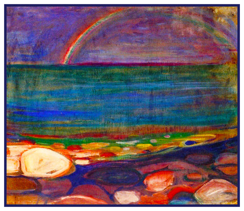Rainbow on the Shore Landscape by Symbolist Artist Edvard Munch Counted Cross Stitch Pattern DIGITAL DOWNLOAD
