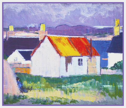 Cottages in Iona Scotland by Francis Campbell Boileau Cadell Counted Cross Stitch Pattern DIGITAL DOWNLOAD