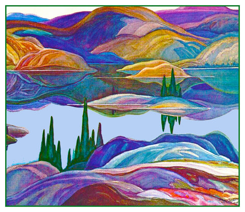Franklin Carmichael's Mirror Lake Ontario Canada Landscape Counted Cross Stitch Pattern
