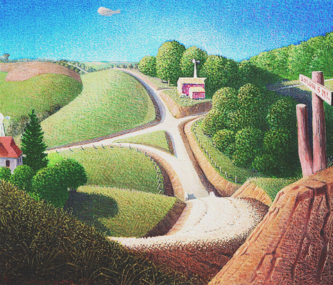 The New Road by American Painter Grant Wood Counted Cross Stitch Pattern