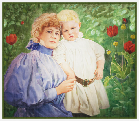 Jenny and Son Curt by Swedish Artist Jenny Nystrom Counted Cross Stitch Pattern