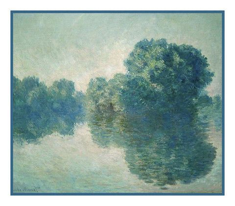 The Seine at Giverny inspired by Claude Monet's impressionist painting Counted Cross Stitch Pattern