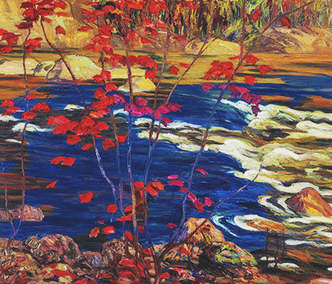 Canadian Group of Seven - A. Y. Jackson The Red Maple River Canadian Landscape Counted Cross Stitch Pattern
