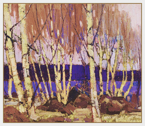 Tom Thomson's Evening at Canoe Lake Canada Landscape Counted Cross Stitch Pattern DIGITAL DOWNLOAD