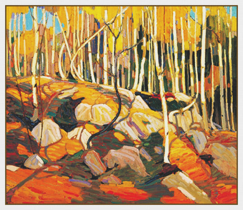 Tom Thomson's The Birch Grove in Autumn Canada Landscape Counted Cross Stitch Pattern DIGITAL DOWNLOAD