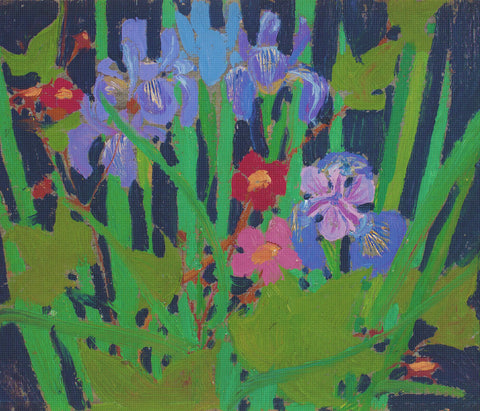 Canadian Group of Seven Tom Thomson's Iris Flowers Canada Landscape Counted Cross Stitch Pattern