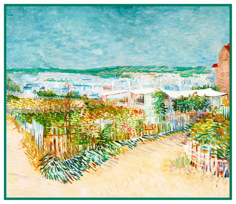 The Vegetable Garden in Montmartre inspired by Impressionist Vincent Van Gogh's Painting Counted Cross Stitch Pattern