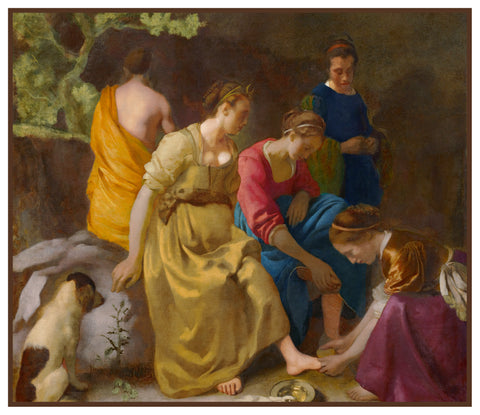 Diana and Her Companions by Johannes Vermeer Counted Cross Stitch Pattern