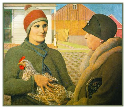 Appraisal of the Chicken by American Painter Grant Wood Counted Cross Stitch Pattern DIGITAL DOWNLOAD