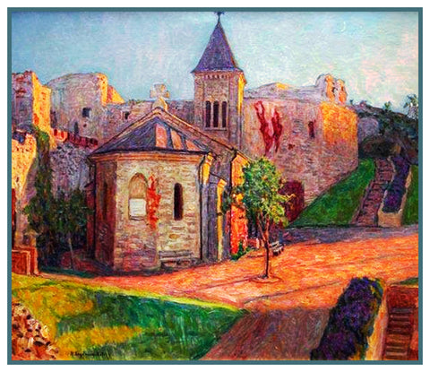 The Village Church By Nikolay Bogdanov-Belsky Counted Cross Stitch Pattern