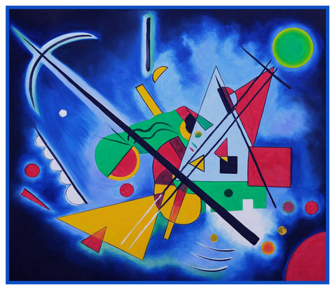Blue Abstract by Artist Wassily Kandinsky Counted Cross Stitch Pattern DIGITAL DOWNLOAD
