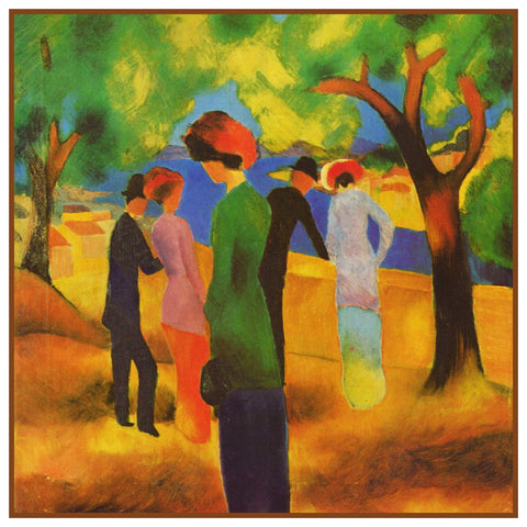 Woman in the Green Jacket by Expressionist Artist August Macke Counted Cross Stitch Pattern