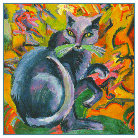 The Grey Cat on a Pillow by Ernst Ludwig Kirchner Counted Cross Stitch Pattern