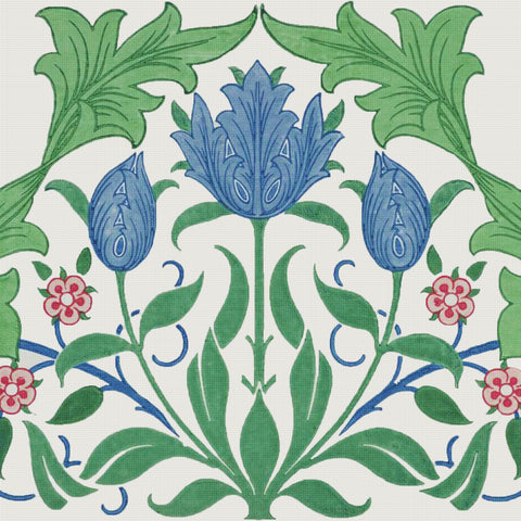 William Morris Colorful Tulips Design Counted Cross Stitch Pattern