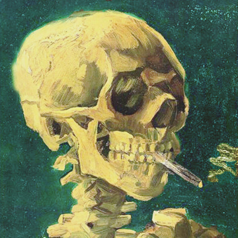 Orenco Originals Vincent Van Gogh Cigarette Smoking Skull Counted Cross Stitch Pattern