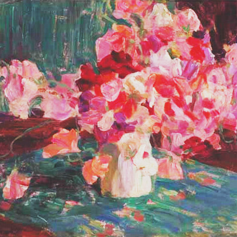 Canadian Group of Seven - A. Y. Jackson Sweet Pea Flowers Canadian Landscape Counted Cross Stitch Pattern