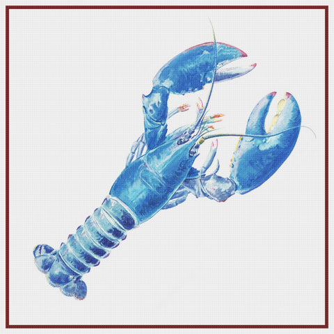 Beach Nautical Seashore Blue Lobster Counted Cross Stitch Pattern DIGITAL DOWNLOAD