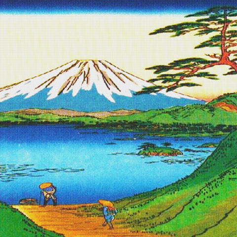 Orenco Originals Hokusai Lake Mont Fuji Detail -Square Design Counted Cross Stitch Pattern