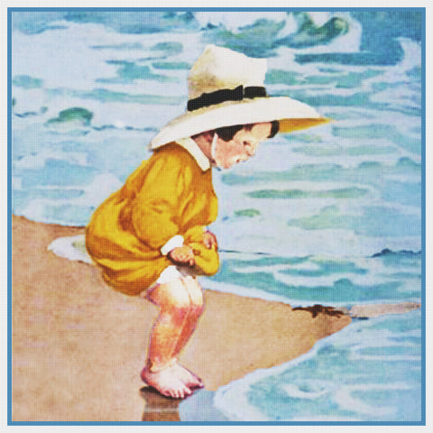 Young Child at The Waters Edge By Jessie Willcox Smith Counted Cross Stitch Pattern