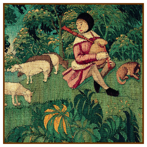 Shepherd  Detail From St Etienne from Medieval Tapestry Counted Cross Stitch Pattern