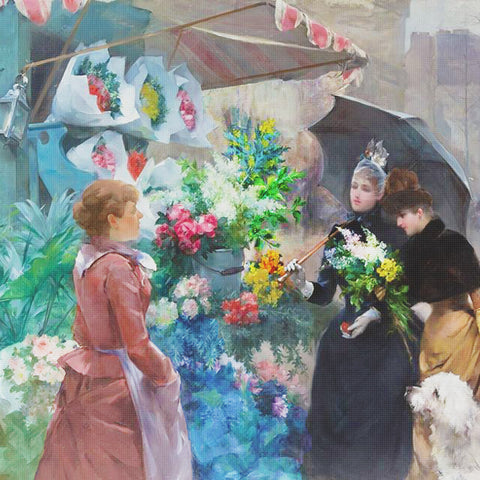 Parisian Flower Seller # 13 by Louis Marie De Schryver Counted Cross Stitch Pattern