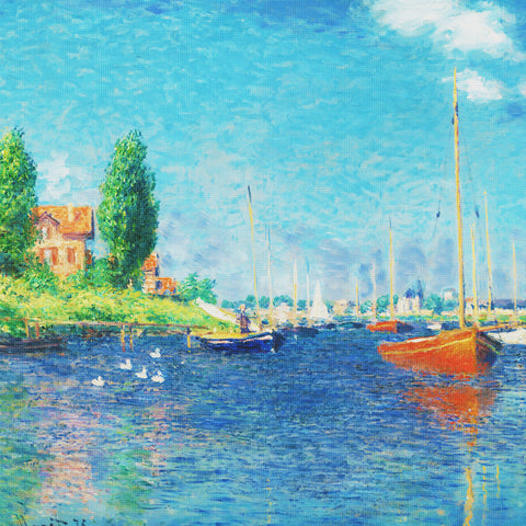 Boats in Argenteuil inspired by Claude Monet's Impressionist painting Counted Cross Stitch Pattern