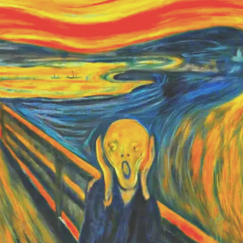 Symbolist Artist Edvard Munch's The Scream Square Counted Cross Stitch Pattern