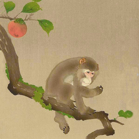 Japanese Artist Ohara (Koson) Shoson's Monkey on a Branch Counted Cross Stitch Pattern