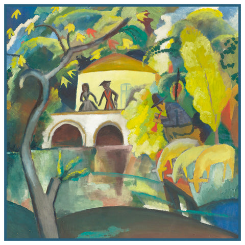 Rococo German Landscape by Expressionist Artist August Macke Counted Cross Stitch Pattern