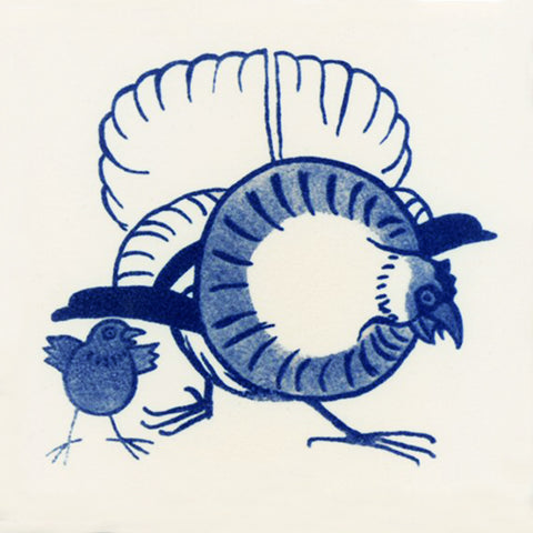 William Morris Philip Webb Blue White Hen and Chick Counted Cross Stitch Pattern