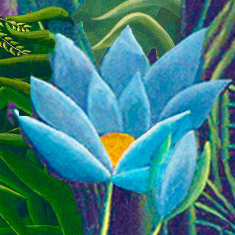Blue Tropical Flower Detail by Henri Rousseau Counted Cross Stitch Pattern DIGITAL DOWNLOAD