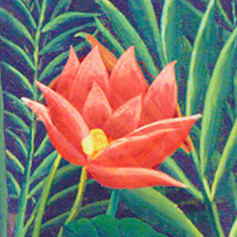 Red Tropical Flower Detail by Henri Rousseau Counted Cross Stitch Pattern