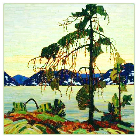 Tom Thomson's White Pine Tree by Lake Ontario Canada Landscape Counted Cross Stitch Pattern DIGITAL DOWNLOAD