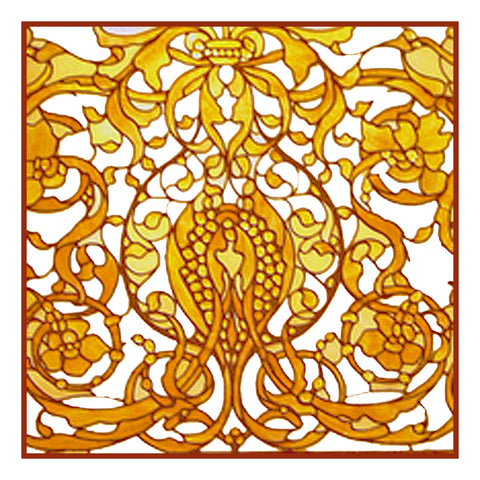 Art Nouveau Decorative Screen detail inspired by Louis Comfort Tiffany  Counted Cross Stitch Pattern