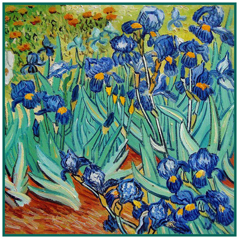 Irises in the Garden detail inspired by Impressionist Vincent Van Gogh's Painting Counted Cross Stitch Pattern DIGITAL DOWNLOAD