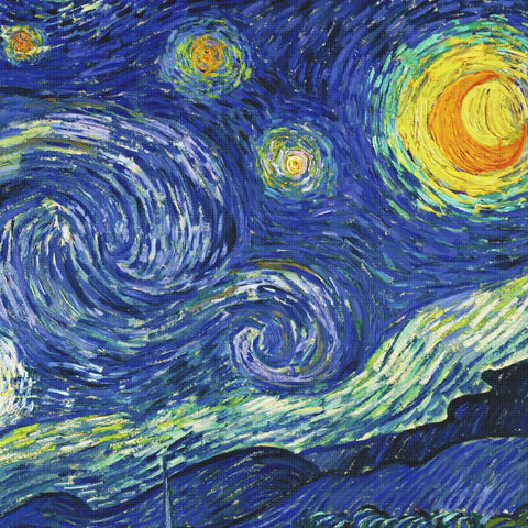 Starry Sky Detail by Vincent Van Gogh Counted Cross Stitch Pattern