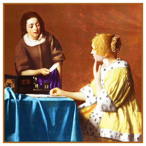 Maid Delivering a Letter by Johannes Vermeer Counted Cross Stitch Pattern