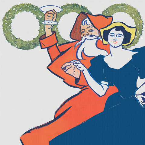 Art Nouveau Christmas by American Edward Penfield Counted Cross Stitch Pattern
