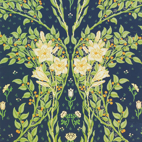 White Lily-Blue Background Detail by Arts and Crafts Artist Walter Crane Counted Cross Stitch Pattern DIGITAL DOWNLOAD