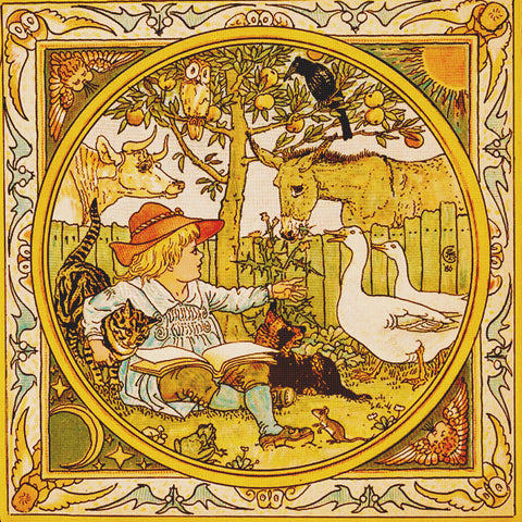Babyâ's Own Aesop-Square by Arts and Crafts Artist Walter Crane Counted Cross Stitch Pattern