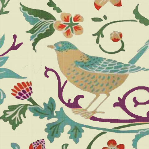 William Morris Flowers and Birds in Pastels Design Counted Cross Stitch Pattern